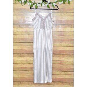 En Creme Ladies S Crop Wide Leg Striped Jumpsuit Romper Sleeveless Embroidered